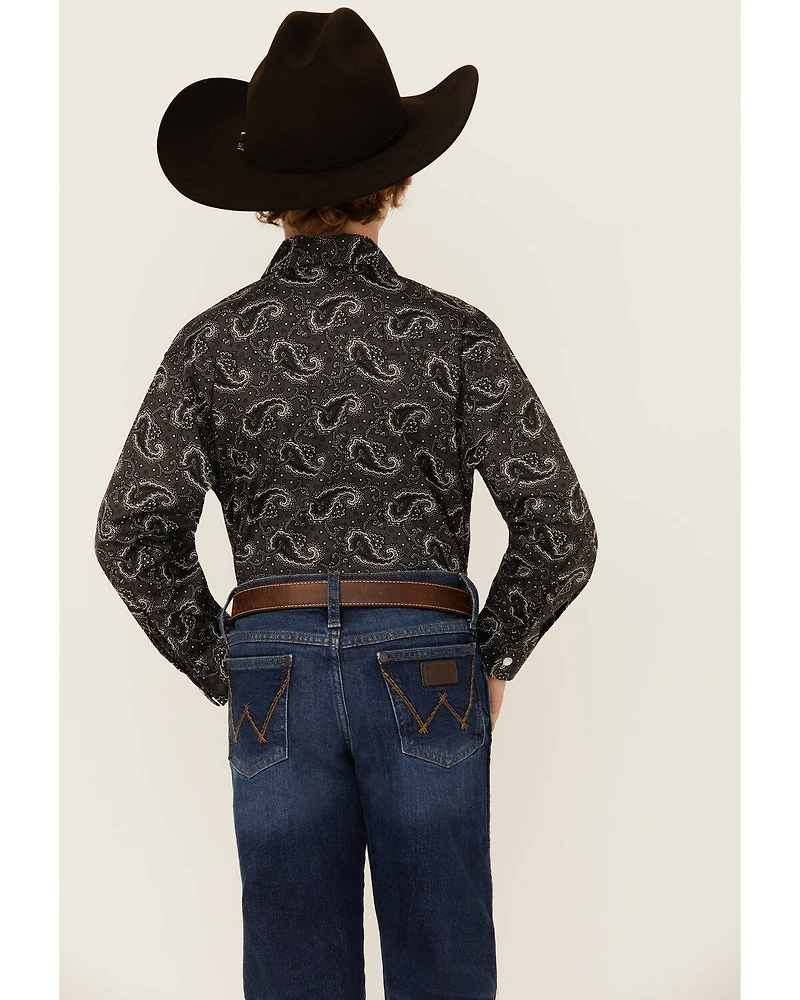 Rock & Roll Denim Boys' Paisley Print Long Sleeve Pearl Snap Western Shirt