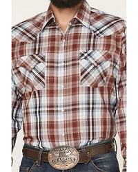 Ely Walker Men's Plaid Print Long Sleeve Pearl Snap Western Shirt