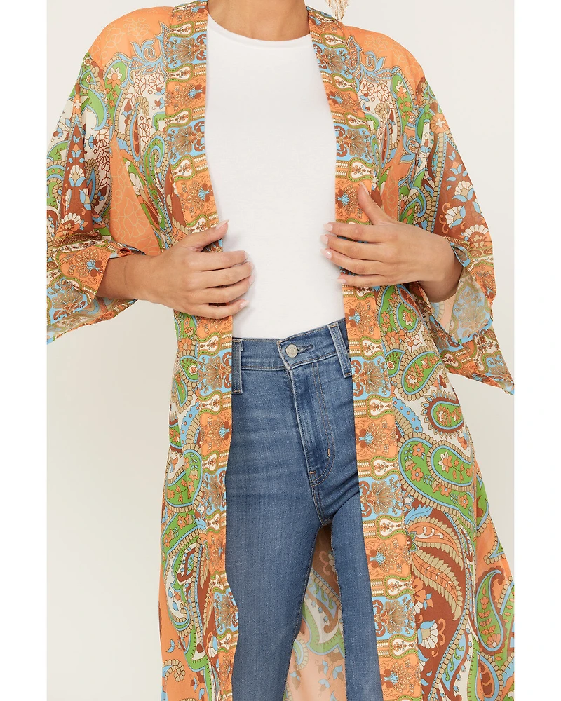 Flying Tomato Women's Paisley Print Kimono