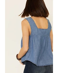 Wrangler Retro Women's Americana Chambray Embroidered Neck Tank Top