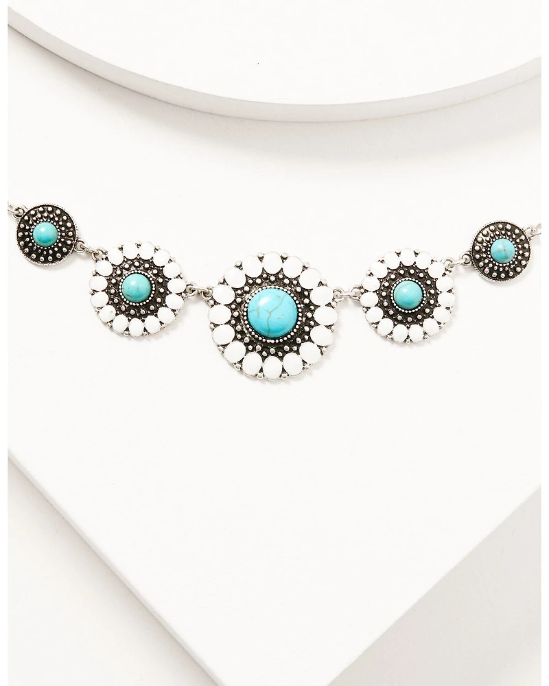 Shyanne Women's Silver Turquoise & White Concho Jewelry Set
