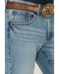 Rock 47 by Wrangler Men's Red Valley Light Medium Wash Slim Straight Stretch Denim Jeans