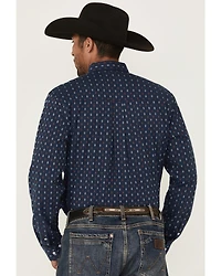 RANK 45® Men's Repocharge Geo Print Long Sleeve Button-Down Stretch Western Shirt