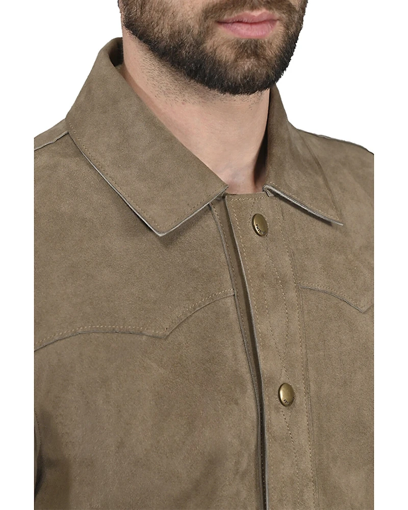 Frye Men's Solid Suede Snap Western Shirt