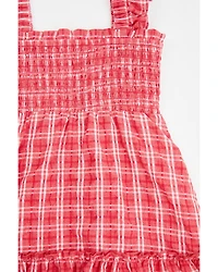 Yura Toddler Girls' Plaid Print Ruffle Sleeveless Dress