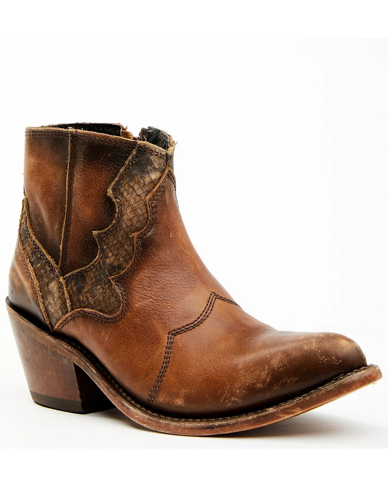 Liberty Black Women's Mosil Faux Snake Zipper Western Fashion Booties - Round Toe