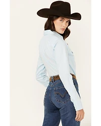 Wrangler Retro Women's Solid Long Sleeve Button-Down Stretch Western Shirt