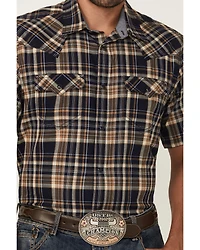 Cody James Men's Rustic Rodeo Plaid Print Short Sleeve Snap Western Shirt - Tall