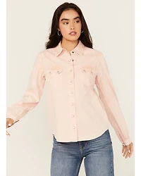 Cruel Girl Women's Solid Long Sleeve Pearl Snap Western Shirt
