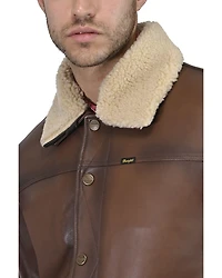 Wrangler Men's Vintage Sherpa Lined Leather Jacket