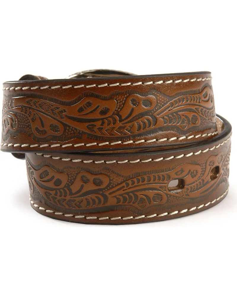 Nocona Boys' Floral Leather Belt