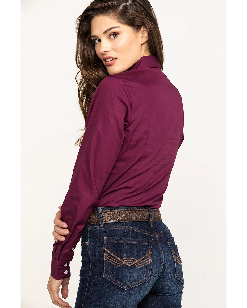 Cinch Women's Burgundy Button-Down Long Sleeve Western Shirt