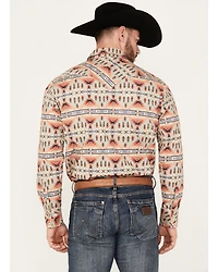 Rock & Roll Denim Men's Southwestern Print Stretch Long Sleeve Snap Western Shirt