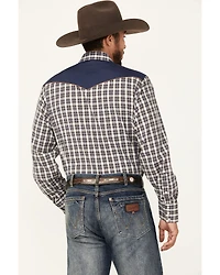 Roper Men's Plaid Print Embroidered Long Sleeve Pearl Snap Western Shirt