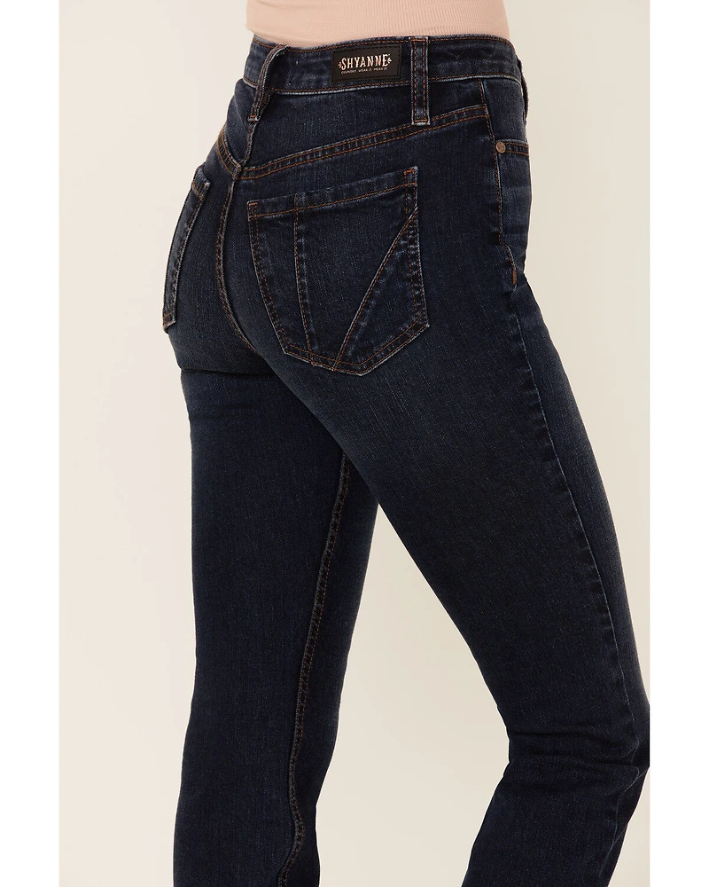 Shyanne Women's High Rise Fringe Hem Front Button Stretch Skinny Jeans