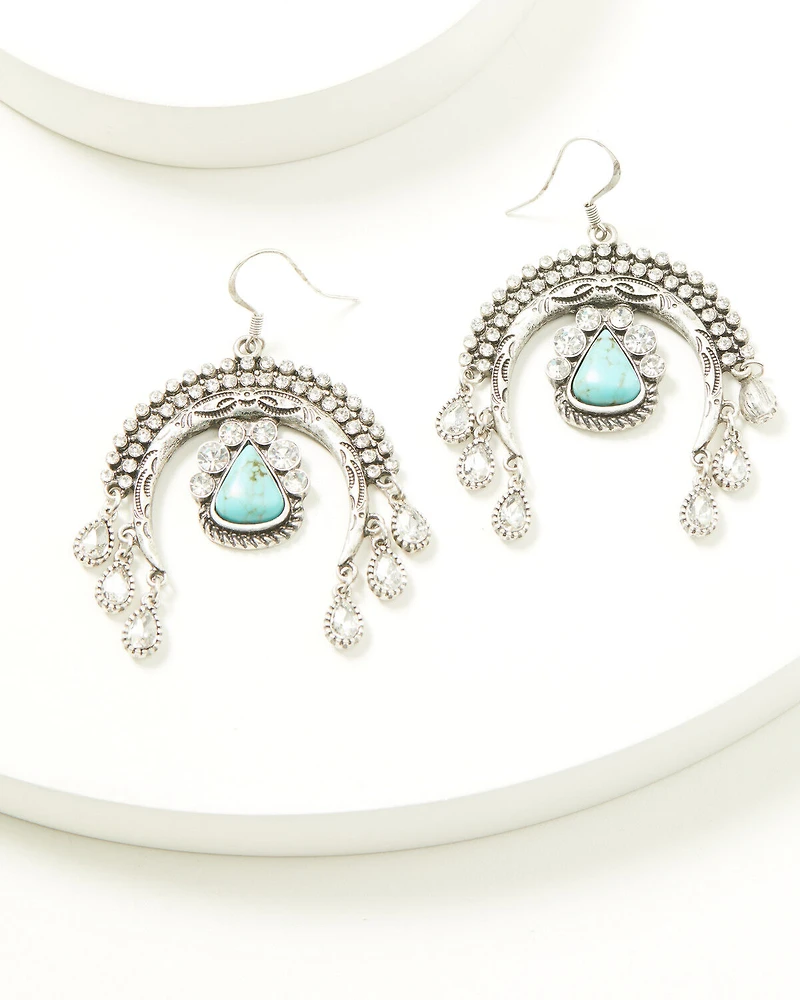 Idyllwind Women's Crescent Squash Blossom Rhinestone Statement Earrings