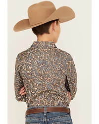 Cody James Boys' Madera Paisley Print Long Sleeve Snap Western Shirt