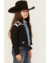 Cowgirl Hardware Girls' Cow Print Yoke Poly Shell Jacket