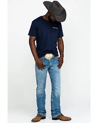 Cody James Men's Clover Leaf Wash Jackson Slim Straight Stretch Denim Jeans