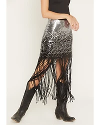 Idyllwind Women's Synterra Ombre Sequins Fringe Mini Skirt