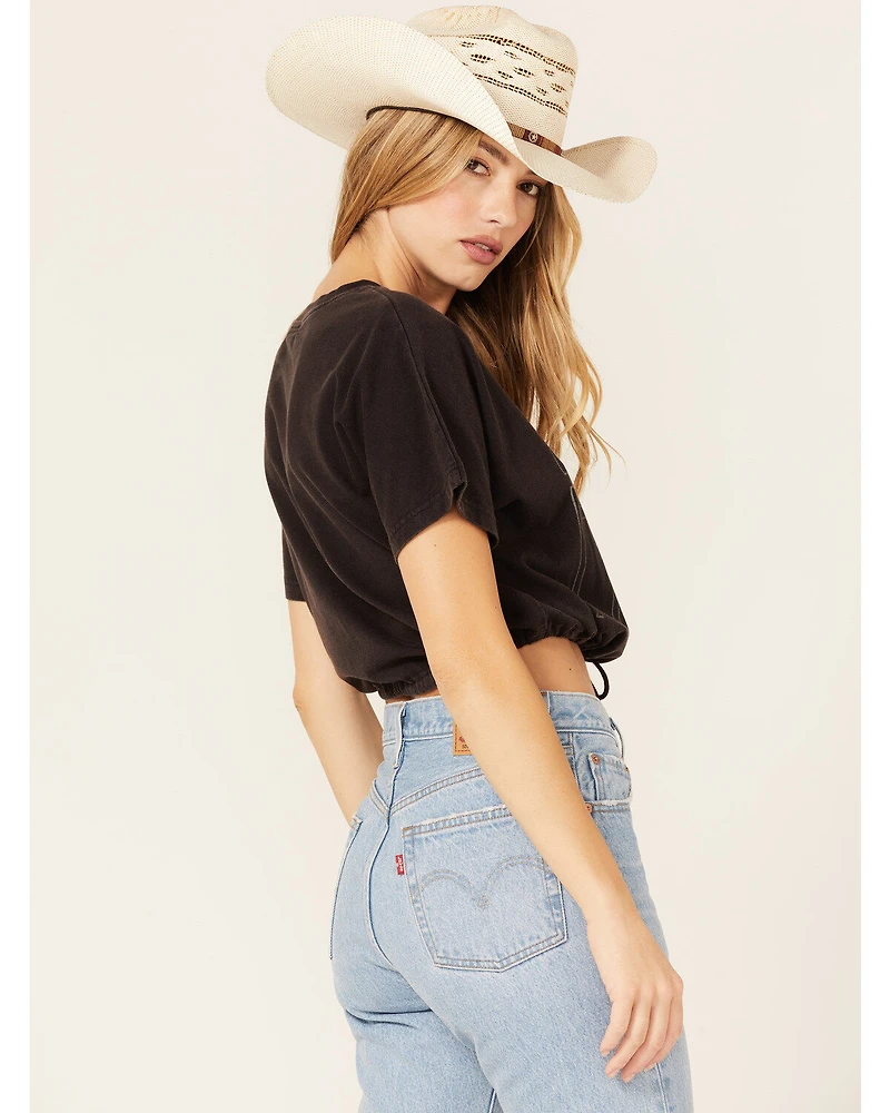 Cleo + Wolf Women's Living Free Graphic Drawcord Crop Tee