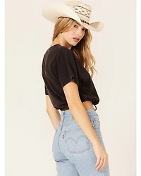 Cleo + Wolf Women's Living Free Graphic Drawcord Crop Tee