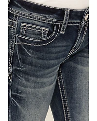 Grace LA Girls' Chevron Embroidered Medium Wash Bootcut Stretch Denim Jeans