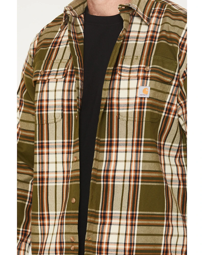 Carhartt Men's Heavyweight Plaid Print Long Sleeve Button-Down Flannel Shirt