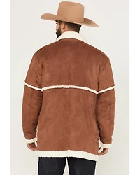 Wrangler Men's Faux Suede Sherpa Lined Button Down Jacket