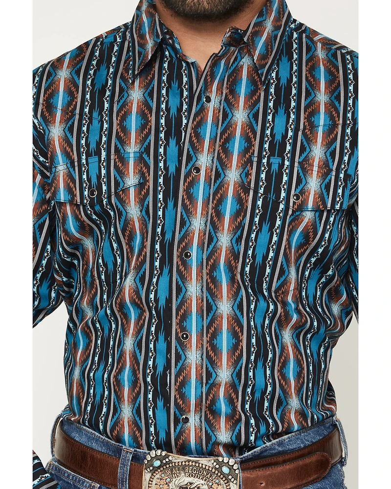 Wrangler Men's Checotah Southwestern Print Long Sleeve Snap Western Shirt