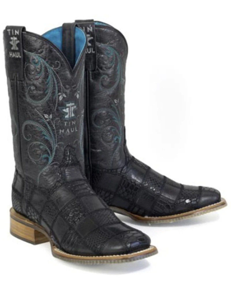 Tin Haul Women's Checker'd Western Boots - Broad Square Toe