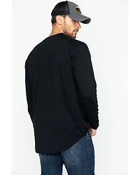 Hawx Men's Black Logo Crew Long Sleeve Work T-Shirt - Big