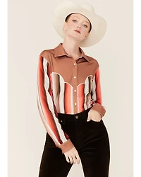 Ranch Dress'n Women's Serape Stripe Long Sleeve Button Down Western Shirt