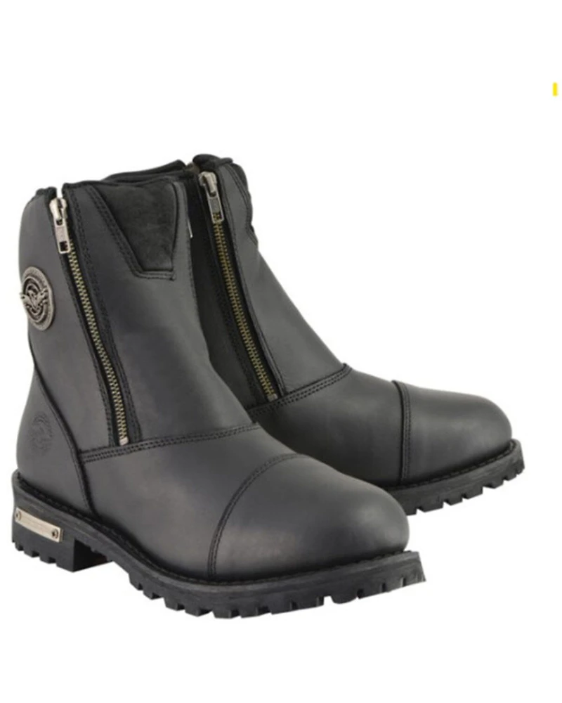 Milwaukee Leather Women's Super-Clean Double Sided Zipper Entry Boots - Round Toe