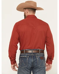 Wrangler Men's Tonal Striped Long Sleeve Pearl Snap Western Shirt
