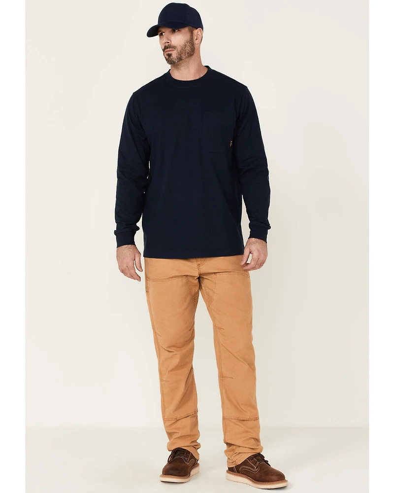 Hawx Men's Solid Navy Forge Long Sleeve Work Pocket T-Shirt - Tall