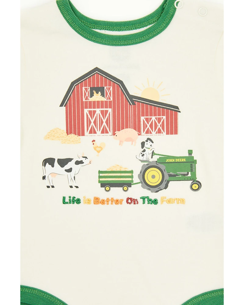 John Deere Infant Boys' Barnyard Short Sleeve Onesie