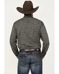 Rock & Roll Denim Men's Paisley Pinstripe Print Long Sleeve Snap Stretch Western Shirt
