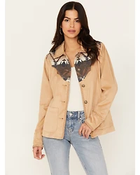 Shyanne Women's Faux Suede Southwestern Yoke Blazer
