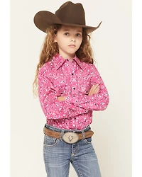 Cowgirl Hardware Girls' Bandana Paisley Print Long Sleeve Snap Stretch Western Shirt