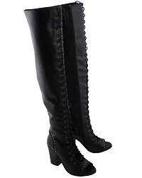 Milwaukee Leather Women's Open Toe Front Knee High Boots - Round