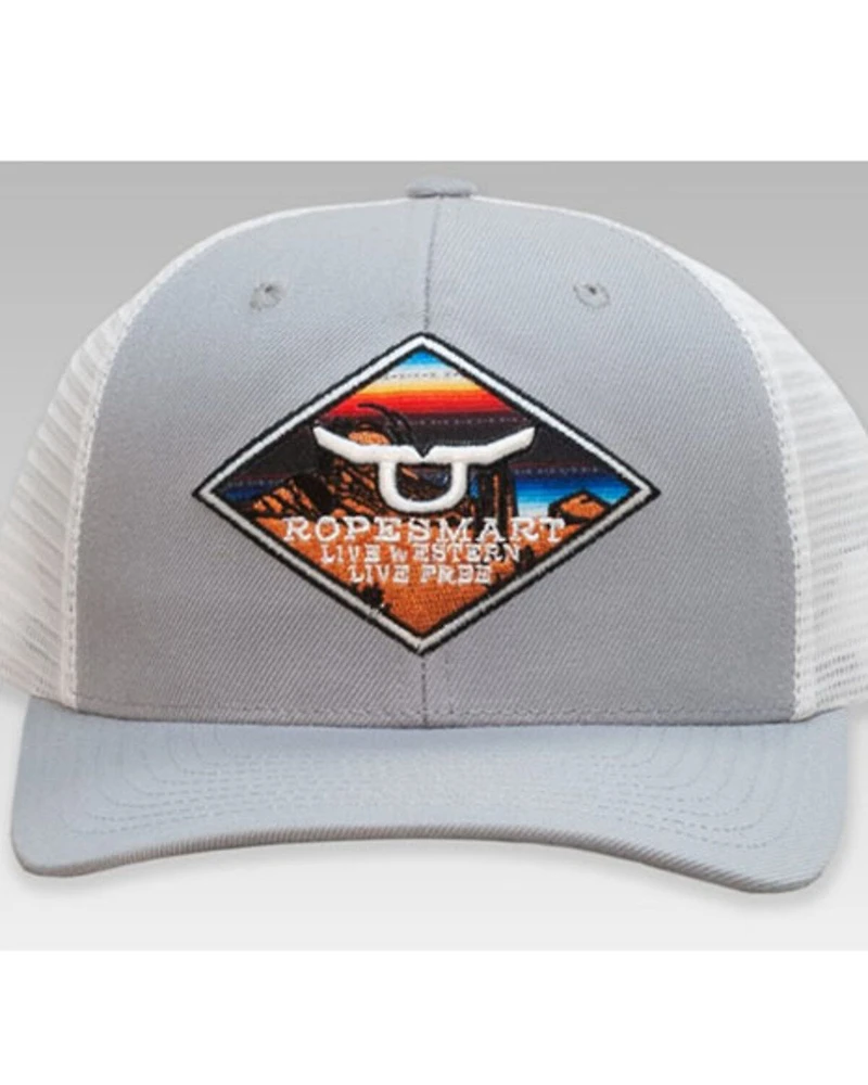 Ropesmart Men's Light Gray Serape Embroidered Diamond Patch Mesh-Back Ball Cap