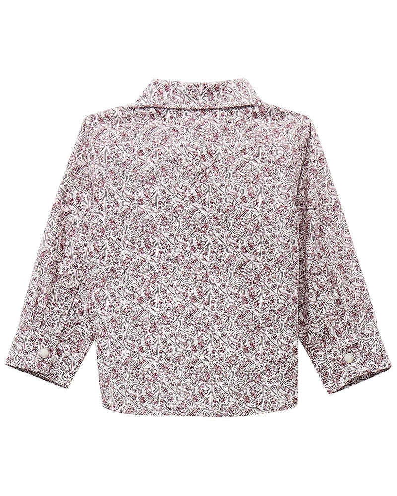 Wrangler Toddler Boys' Paisley Print Long Sleeve Snap Western Shirt