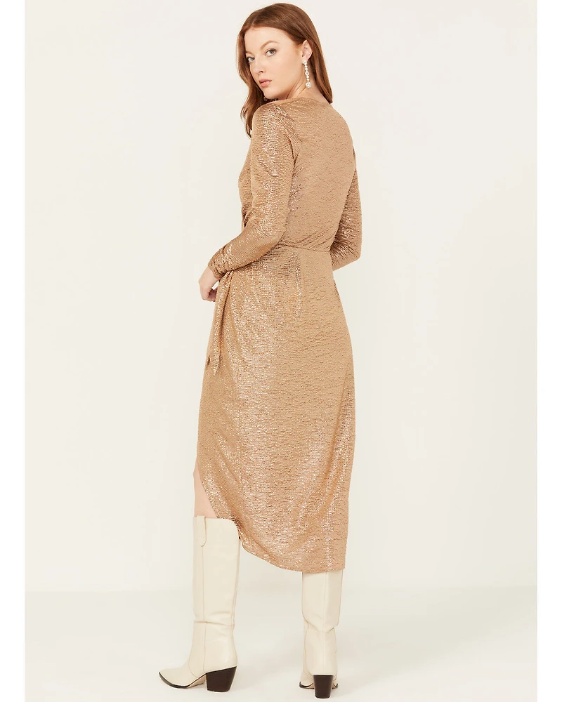 Show Me Your Mumu Women's Confetti Long Sleeve Kimora Wrap Midi Dress