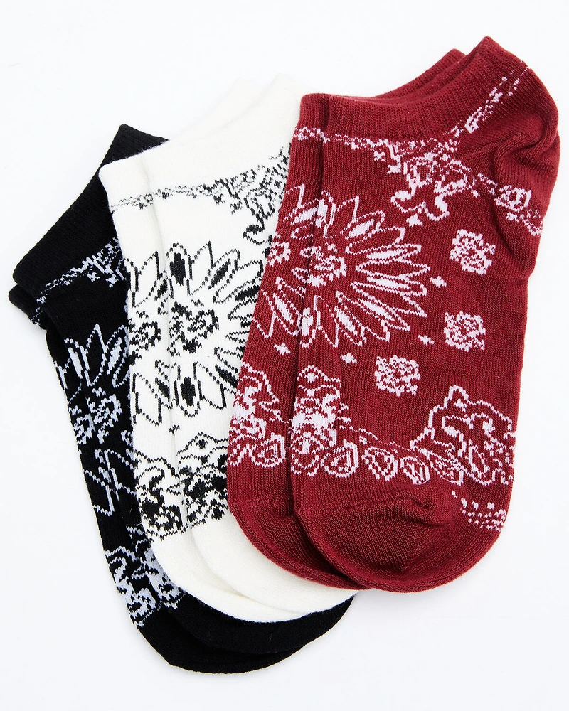 Shyanne Women's Bandana No Show Socks - 3 Pack