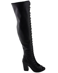 Milwaukee Leather Women's Open Toe Front Knee High Boots - Round