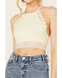 Fornia Women's Halter Lace Trim Bralette