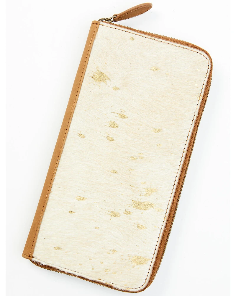 Shyanne Women's Gold Foil Hair-On Wallet