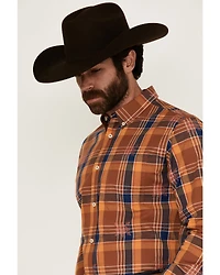 Cody James Men's Dobby Plaid Print Long Sleeve Button-Down Stretch Western Shirt