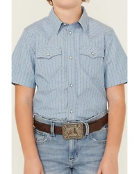 Cody James Boys' Cowboy Way Striped Print Short Sleeve Snap Western Shirt